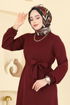 Dress 718PM271-MS Burgundy - Thumbnail