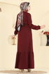 Dress 718PM271-MS Burgundy - Thumbnail
