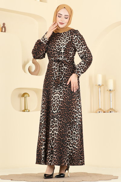 E.R.K. - Dress 7575ERK1158-MS Pattern 1 Brown - 428341