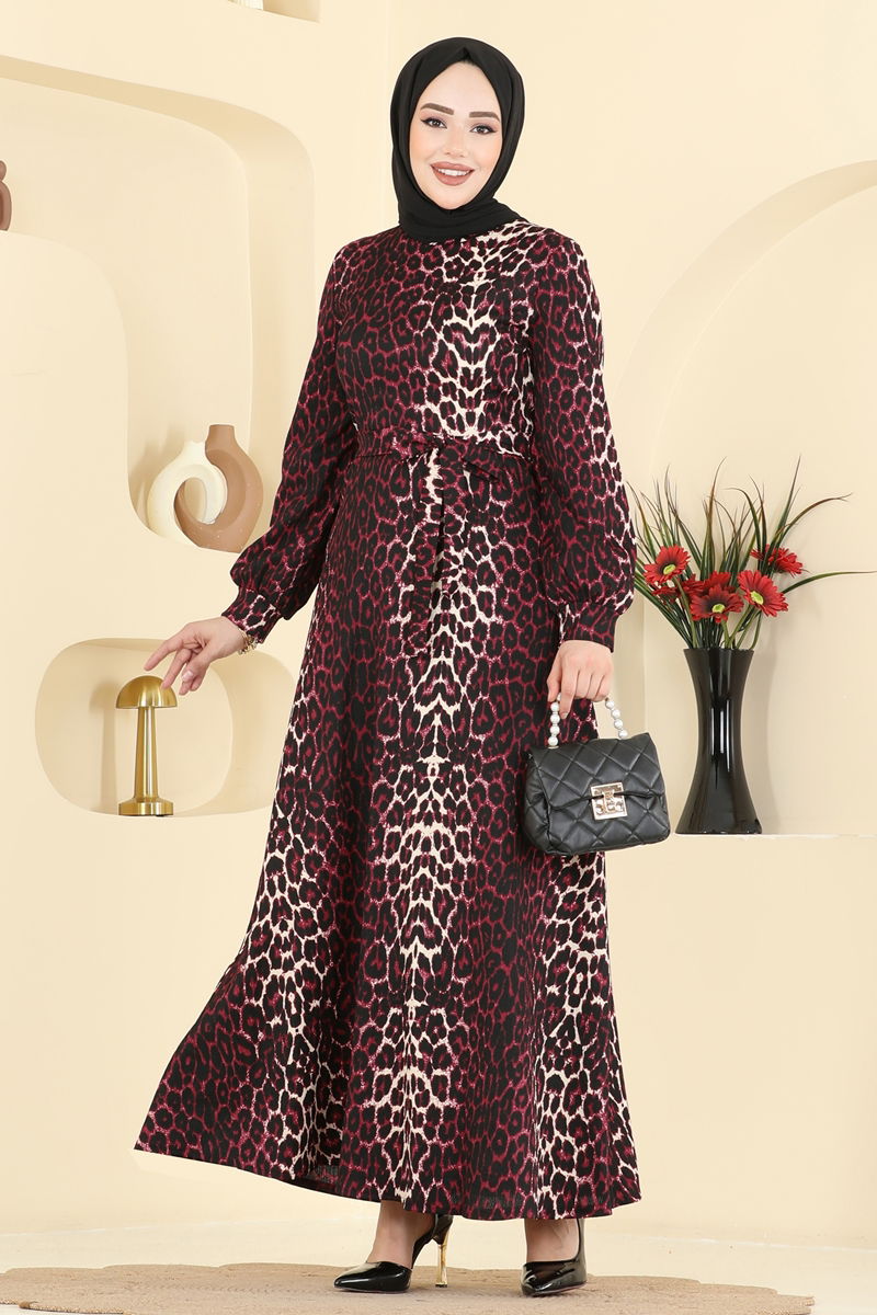 Dress 7575ERK1158-MS Pattern 1 Burgundy