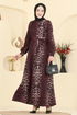 Dress 7575ERK1158-MS Pattern 1 Burgundy - Thumbnail