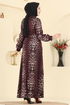 Dress 7575ERK1158-MS Pattern 1 Burgundy - Thumbnail