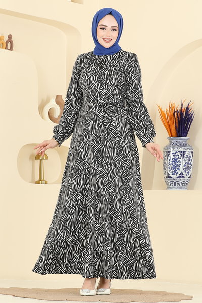 E.R.K. - Dress 7575ERK1158-MS Pattern 2 Black - 428436