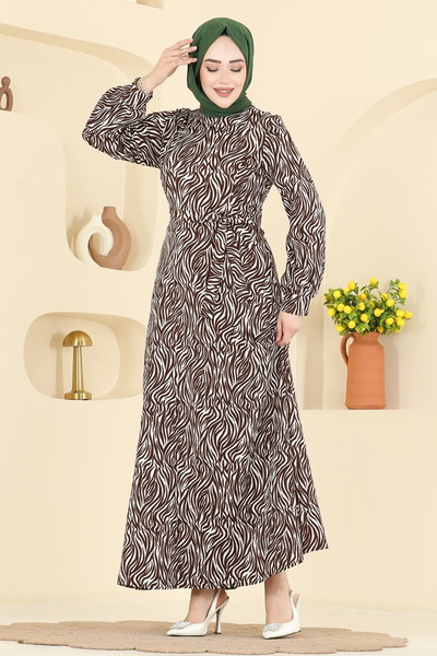 E.R.K. - Dress 7575ERK1158-MS Pattern 2 Brown - 428421