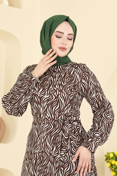 E.R.K. - Dress 7575ERK1158-MS Pattern 2 Brown - 428422
