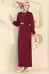 Dress 8020UZ662-MS Burgundy - Thumbnail