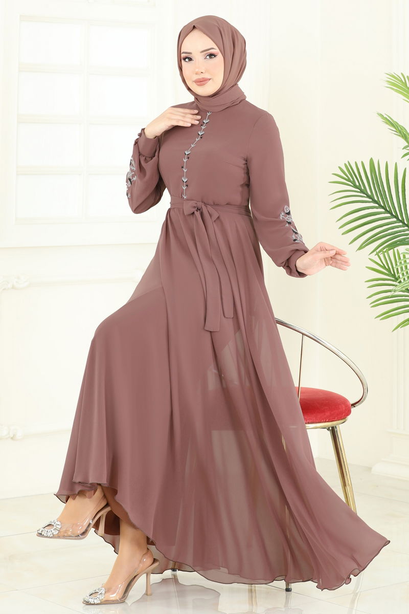 الفستان بيج وردي 8022AB368-MS