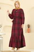 Dress 9010S324-MS Burgundy - Thumbnail