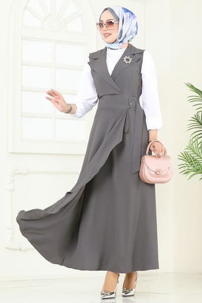 S.V.L. - DRESS 9036S324-MS Anthracite - 364629