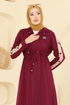 Dress PL9177-MS Burgundy - Thumbnail
