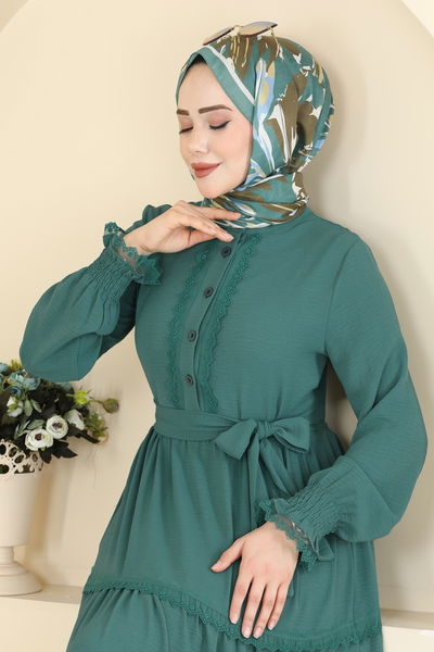 P.L. - الفستان أخضر باهت غامق PL9200-MS - 429427