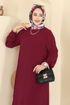 Dress PL9208-MS Burgundy - Thumbnail