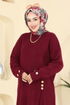 Düğme Aksesuarlı Triko Takım 1336MT581-MS Bordo - Thumbnail