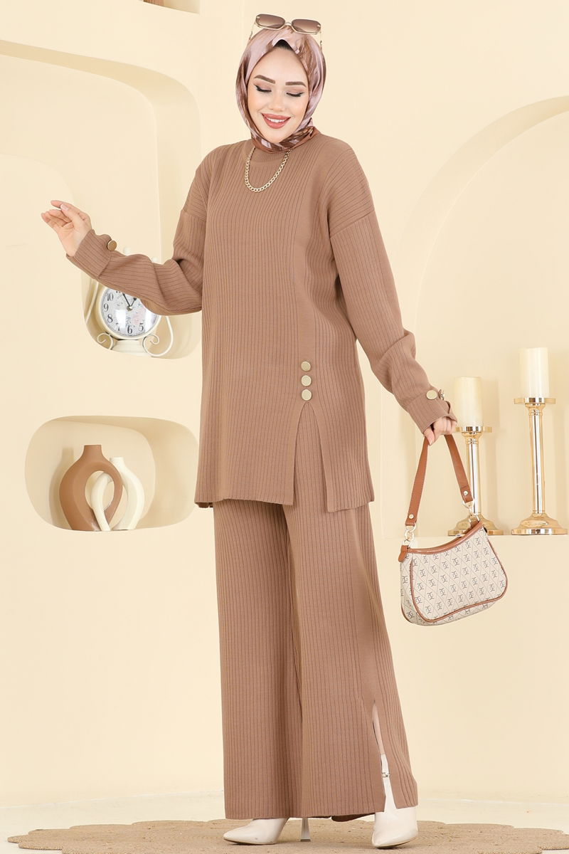 Düğme Aksesuarlı Triko Takım 1336MT581-MS Vizyon