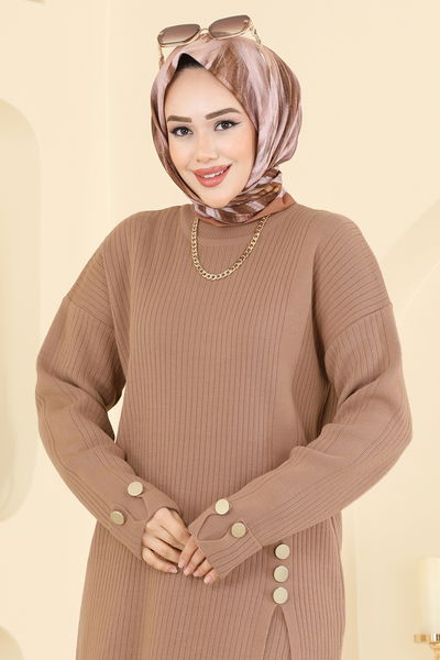 M.T. - Düğme Aksesuarlı Triko Takım 1336MT581-MS Vizyon - 417625