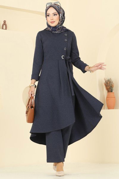 S.L. - Düğme Detay Yırtmaçlı Tivit Takım 2729SL432-MS Laci