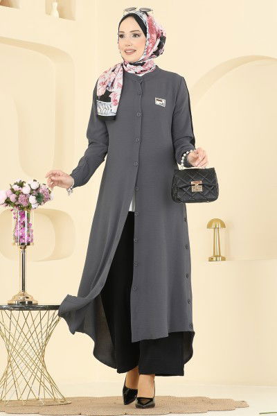 S.L. - Düğme Detaylı Aerobin Takım 2752SL432-MS Antrasit