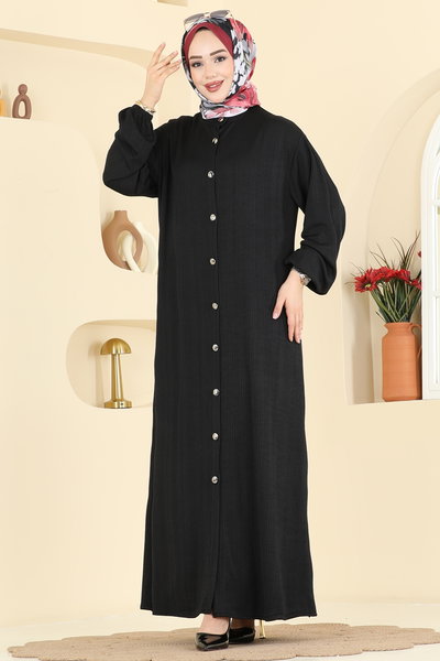 T.P.K. - Düğme Detaylı Burgu Elbise 2603TPK1167-MS Siyah - 426142