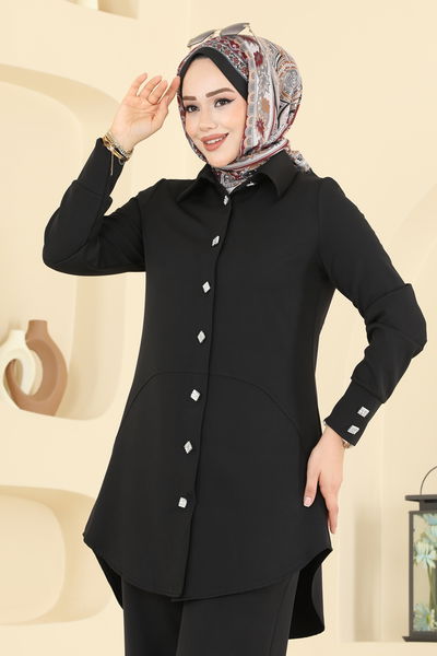 S.L. - Düğme Detaylı Dabıl Takım 2780SL432-MS Siyah - 418037