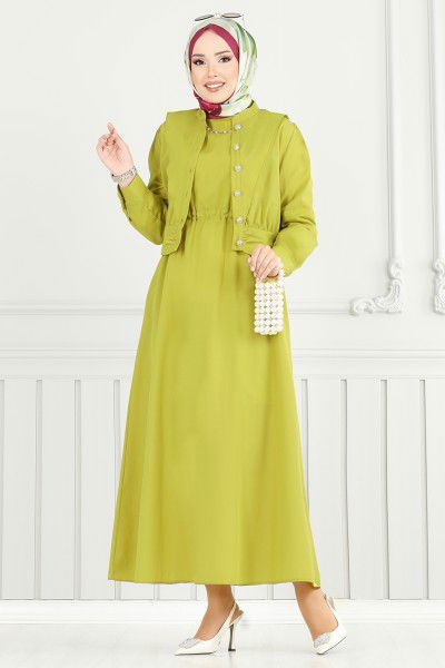 K.T.R. - Düğme Detaylı Elbise Takım 3056KTR750-MS Asit