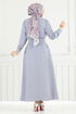 Düğme Detaylı Elbise Takım 3056KTR750-MS Gri - Thumbnail