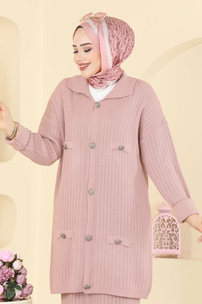 A.Y.D. - Düğme Detaylı Etekli Takım 2756AYD574-MS Pudra - 413167