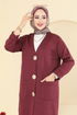 Düğme Detaylı Merserize Takım 12611KL398-MS Bordo - Thumbnail
