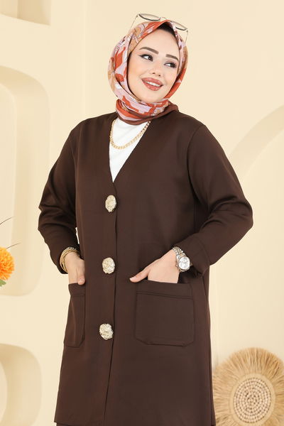 K.L. - Düğme Detaylı Merserize Takım 12611KL398-MS Kahve - 413111