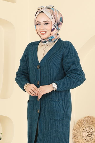 B.R.Z - Düğme Detaylı Triko Hırka 2892BRZ597-MS Petrol - 415871