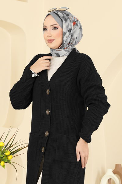 B.R.Z - Düğme Detaylı Triko Hırka 2892BRZ597-MS Siyah - 415875