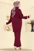 Düğme Detaylı Triko Takım 2775AYD574-MS Bordo - Thumbnail