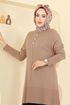 Düğme Detaylı Triko Tunik 2715AYD574-MS Bisküvi - Thumbnail