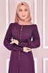 Düğmeli Elbise Mürdüm ASM21510 - Thumbnail