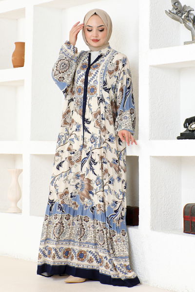 ZNN - Düğmeli Elbise ZNN4086 Lacivert - 341391