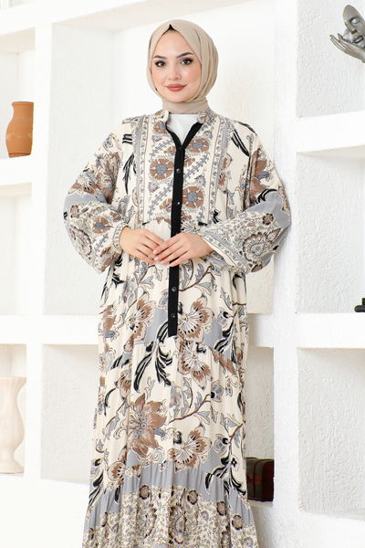 ZNN - Düğmeli Elbise ZNN4086 Siyah - 341379