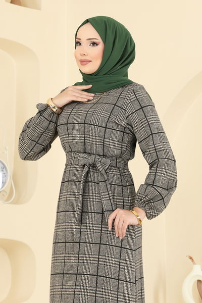 U.K.B. - Ekose Desenli Kışlık Elbise 22009UKB139-MS Vizyon - 417513