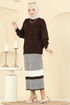 Eteği Desenli Triko Takım 2360KLB1050-MS Kahve - Thumbnail