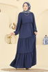 Eteği Katlı Bürümcük Elbise 3300BLU797-MS Laci - Thumbnail