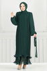 Eteği Katlı Janjan Abiye 5689EDF311-MS Zümrüt - Thumbnail