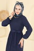 Eteği Katlı Kuşaklı Elbise 4120PM271-MS Laci - Thumbnail
