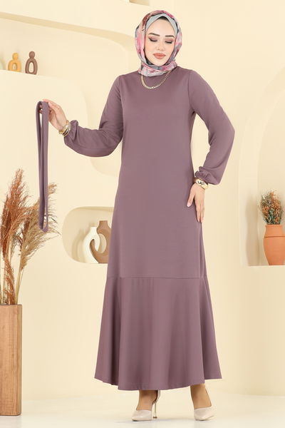 A.B. - Eteği Katlı Mira Elbise 8133AB368-MS Koyu Gül Kurusu - 394250