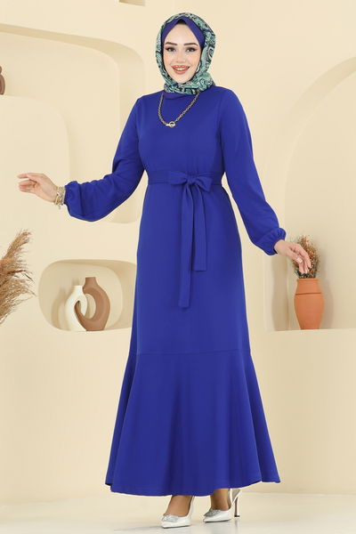 A.B. - Eteği Katlı Mira Elbise 8133AB368-MS Saks - 394277