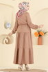 Eteği Katlı Sofia Elbise 3261HBS856-MS Bisküvi - Thumbnail