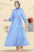 Eteği Katlı Terikoton Elbise 3075KTR750-MS Bebe Mavi - Thumbnail
