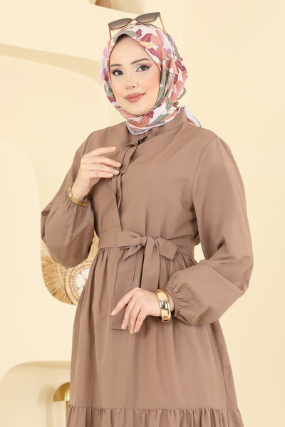 K.T.R. - Eteği Katlı Terikoton Elbise 3075KTR750-MS Vizyon - 424078