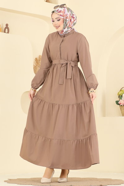 K.T.R. - Eteği Katlı Terikoton Elbise 3075KTR750-MS Vizyon - 424079