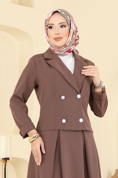 S.L. - Eteği Piliseli Ceketli Takım 2775SL432-MS Kahve - 415767