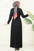 Eteği Piliseli Kemerli Elbise 5730EDF311-MS Siyah - Thumbnail