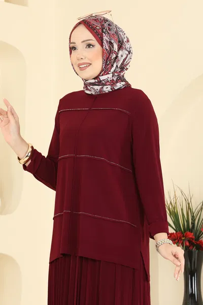 U.Z. - Eteği Piliseli Sandy Takım 3483UZ662-MS Bordo - 421602