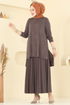 Eteği Piliseli Taşlı Takım 6027UZ662-MS Kahve - Thumbnail